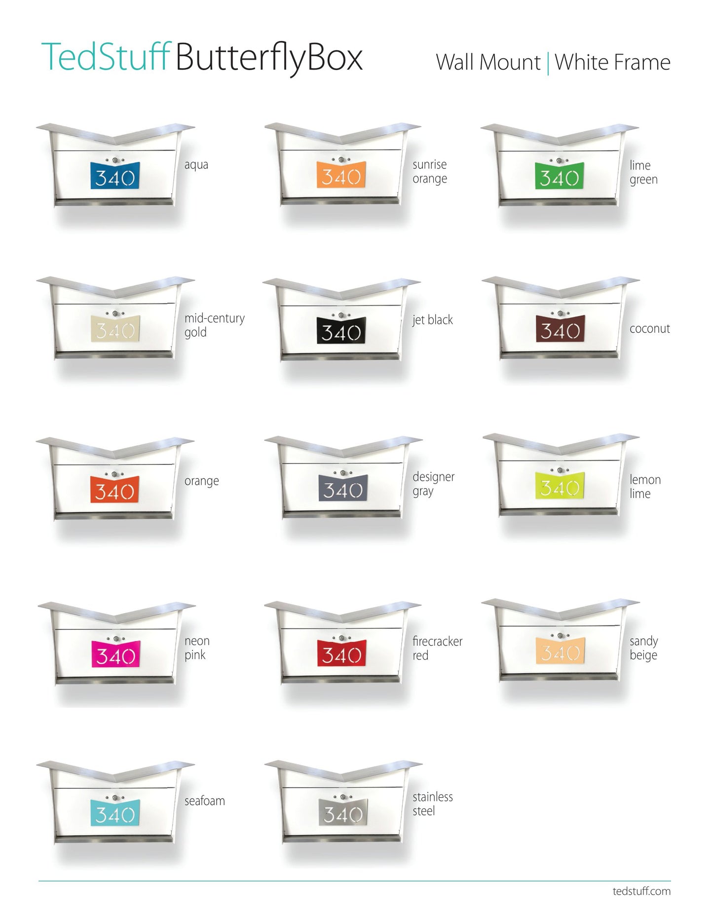 ButterFly Box in ARCTIC WHITE - Wall Mount Mailbox white selection