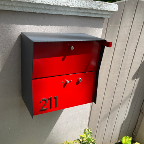 RetroBox Locking Small Package Wall Mounted Mailbox in Designer Gray