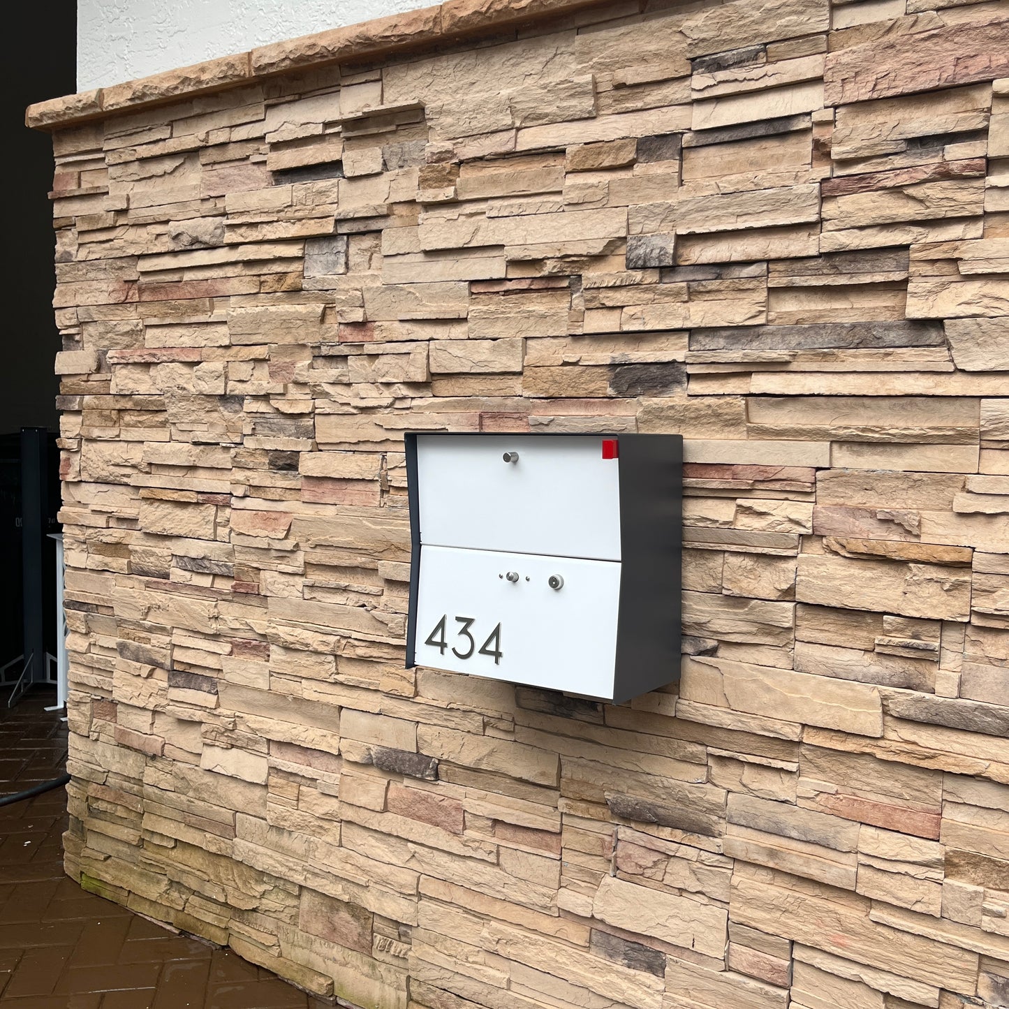 RetroBox Locking Small Package Wall Mounted Mailbox in Designer Gray