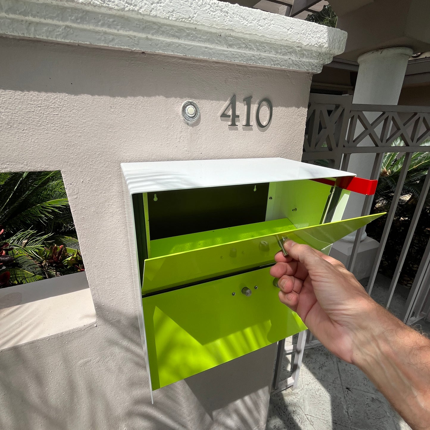 RetroBox Locking Small Package Wall Mounted Mailbox in White