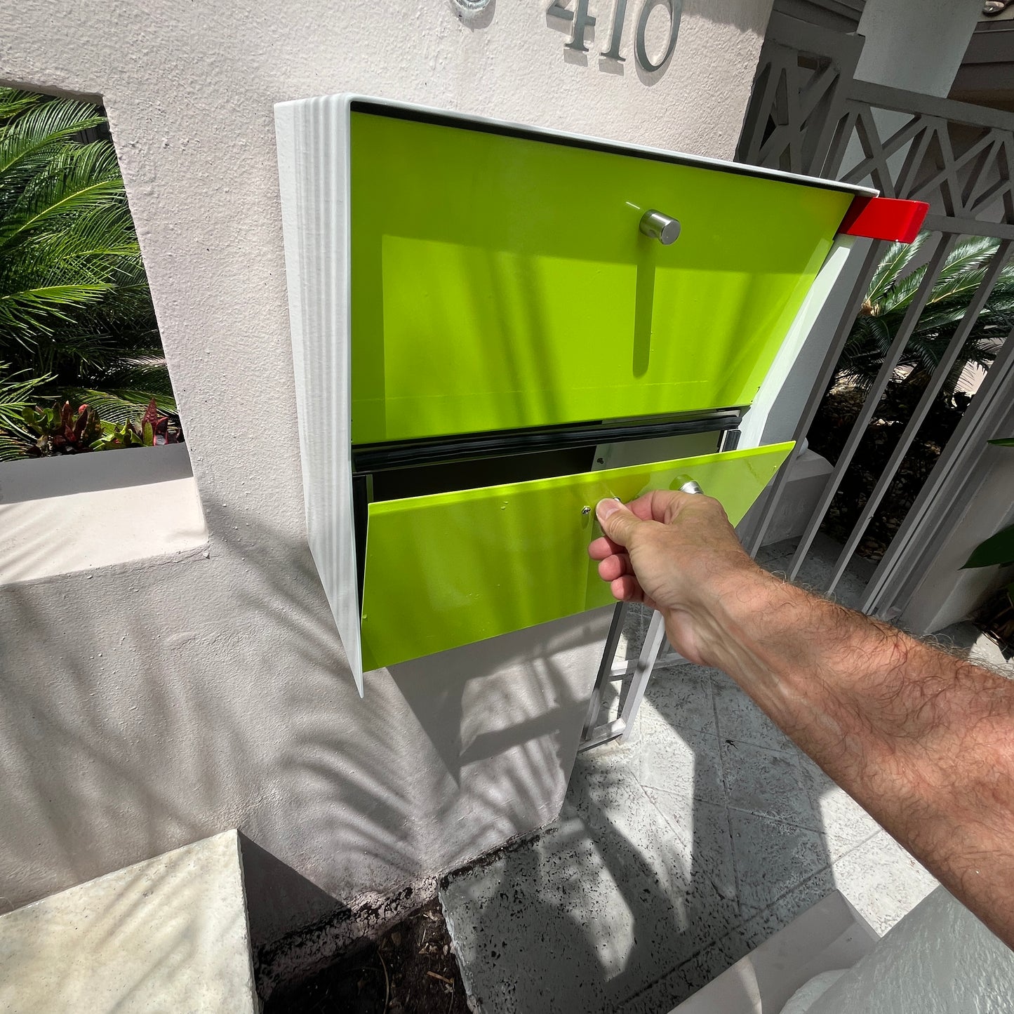RetroBox Locking Small Package Wall Mounted Mailbox in White