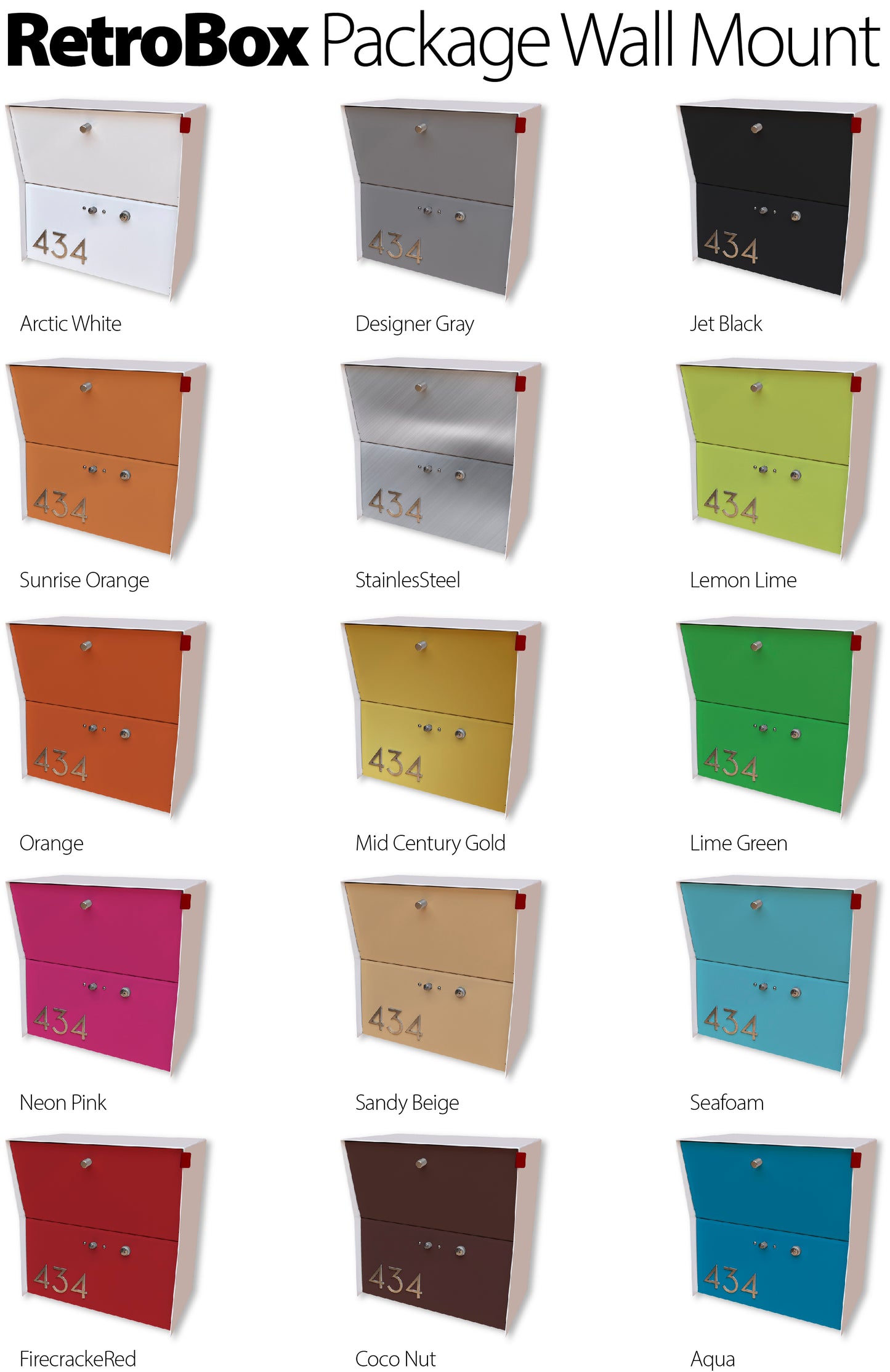 RetroBox Locking Small Package Wall Mounted Mailbox in White