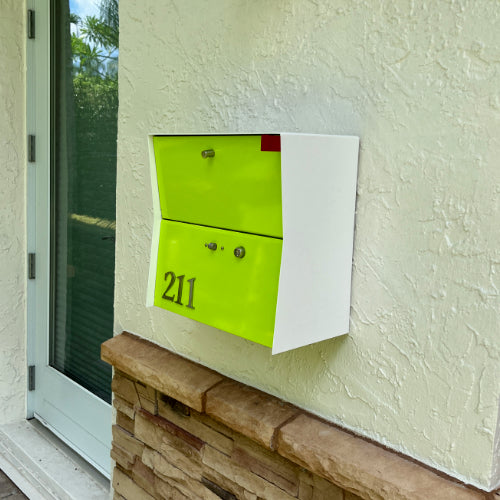 RetroBox Locking Small Package Wall Mounted Mailbox in White