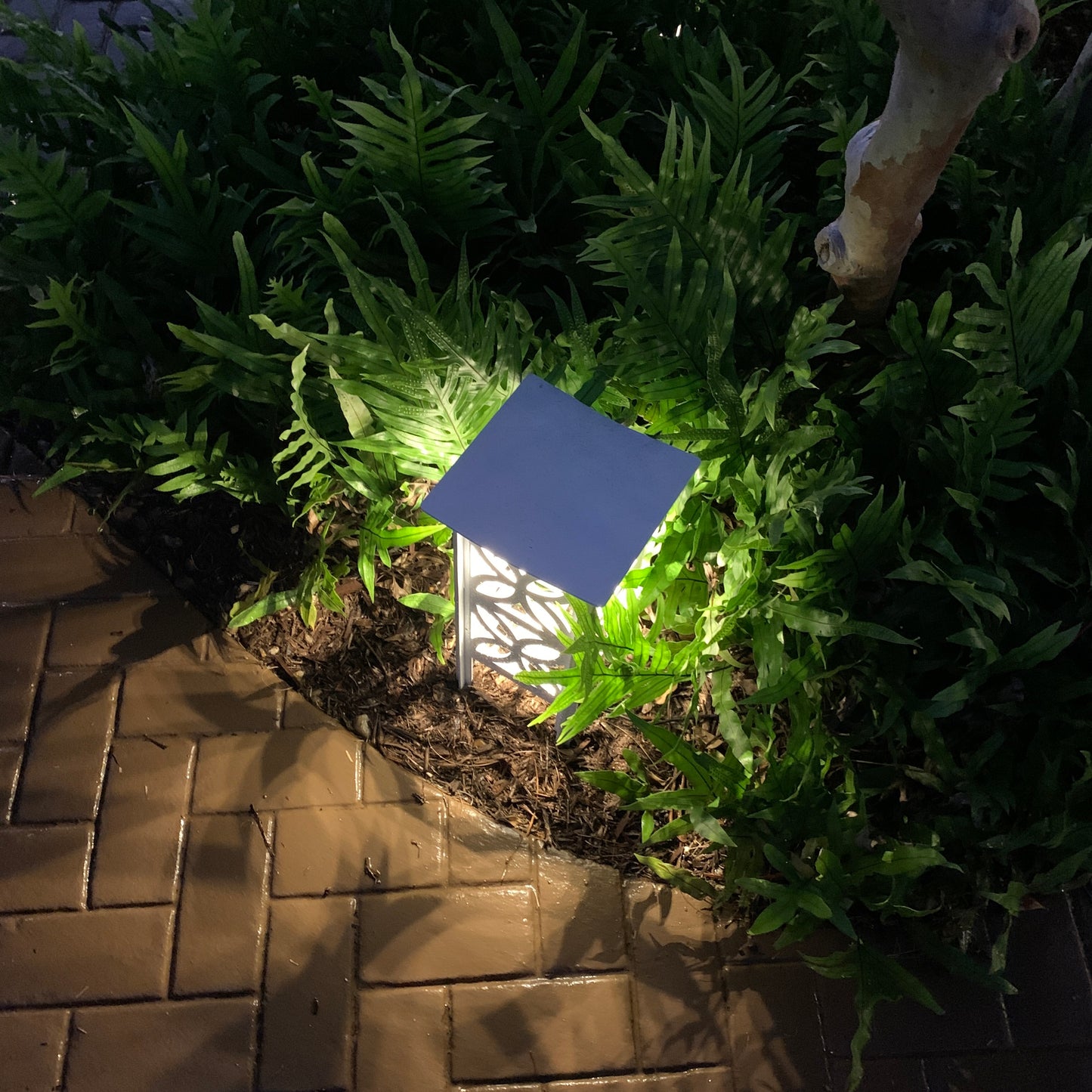 RadiantLight Mid-Century Landscape Light - Garden Light white at night