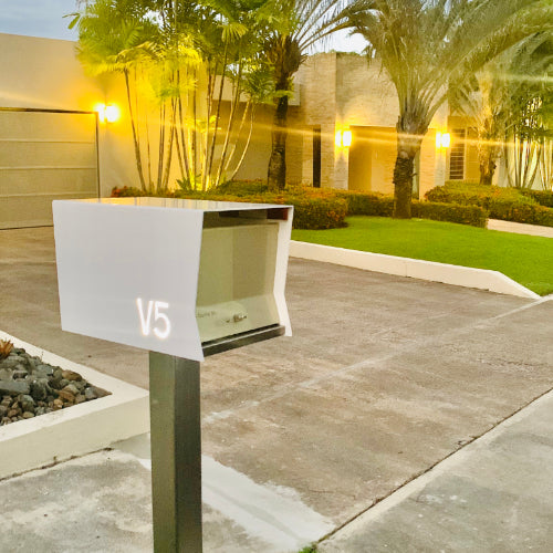 The Original Retrobox in JET BLACK - Modern Mailbox white light
