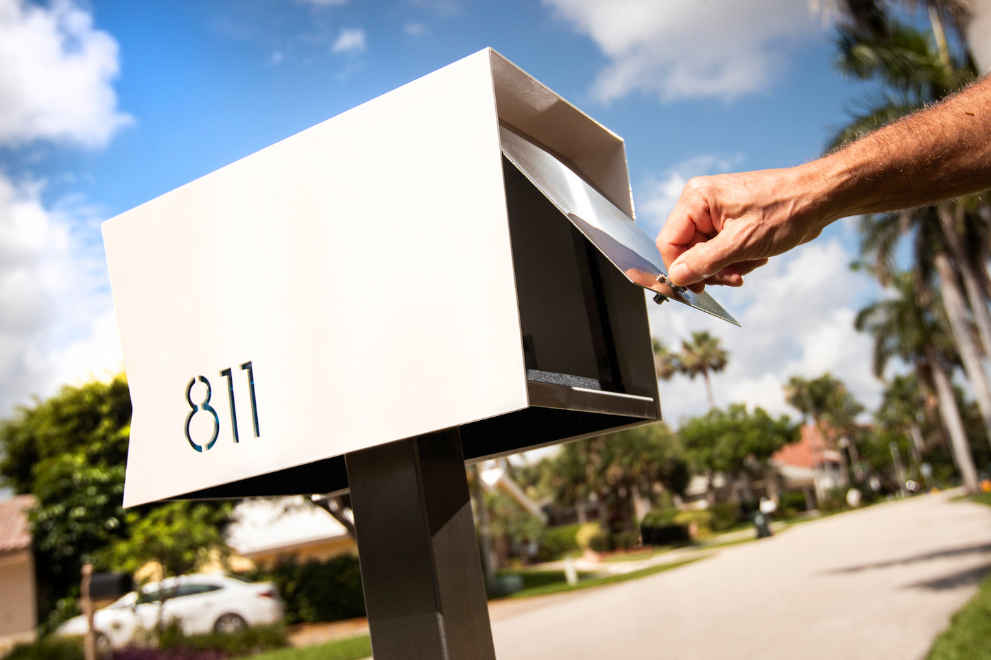 The Original UptownBox in ARCTIC WHITE - Modern Mailbox white steel