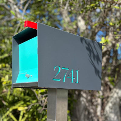 The Original UptownBox in DESIGNER GRAY - Modern Mailbox grey blue