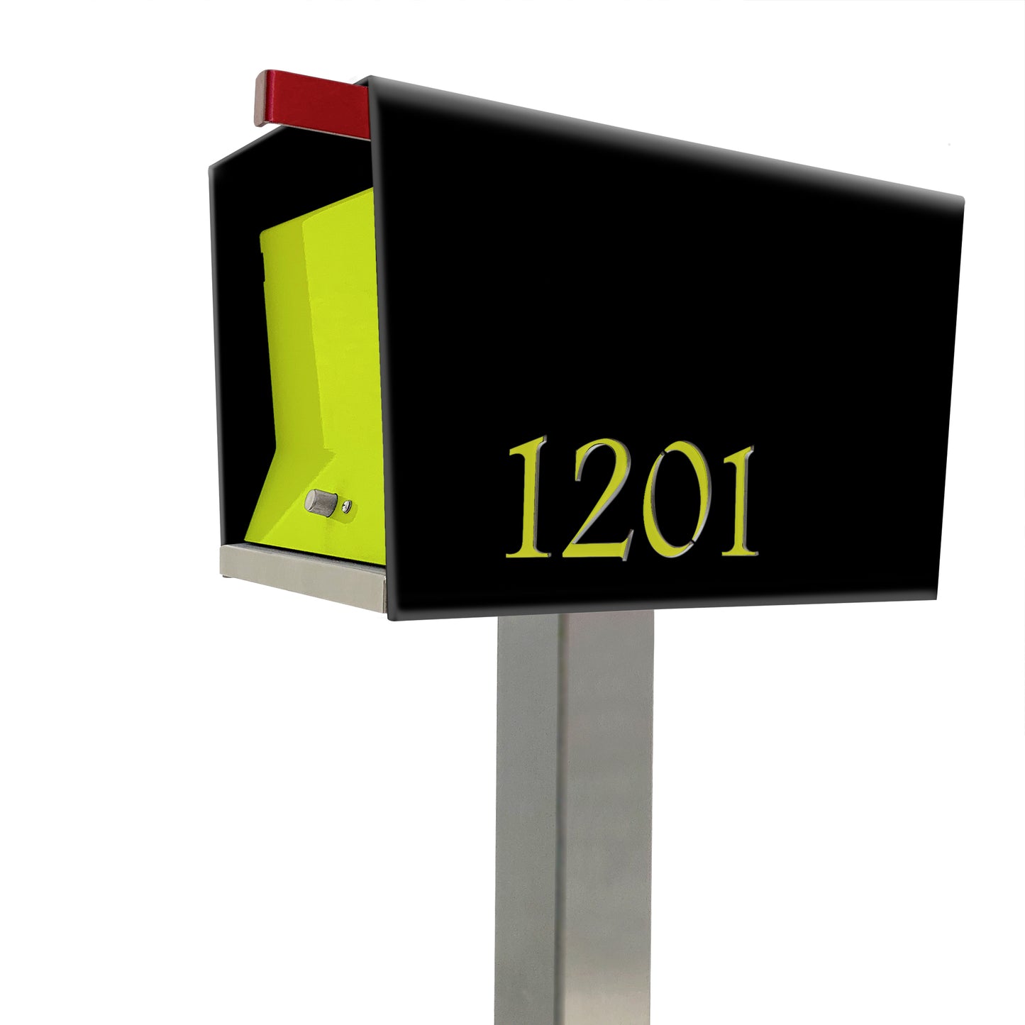 The Original UptownBox in JET BLACK - Modern Mailbox black lime