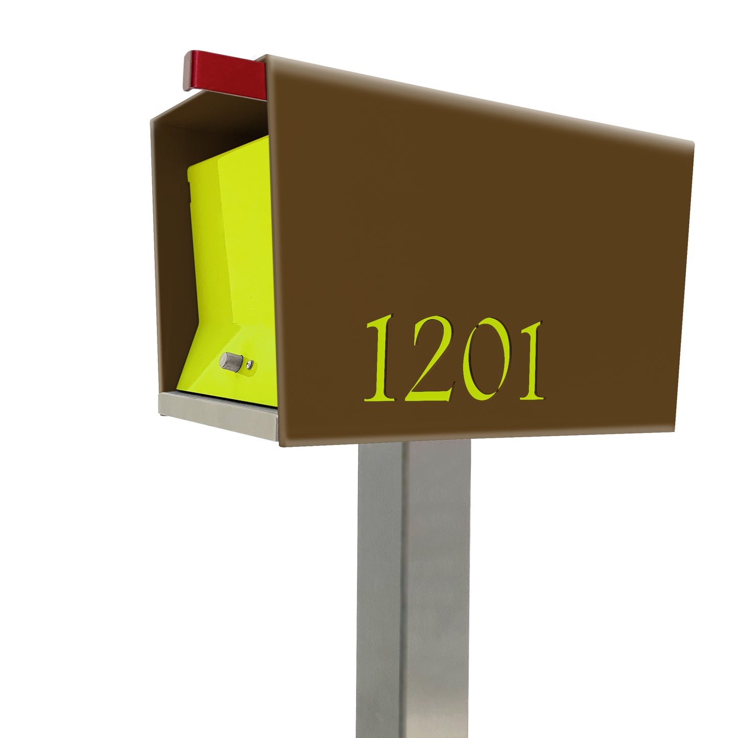 The Original UptownBox in COCONUT - Modern Mailbox brown yellow