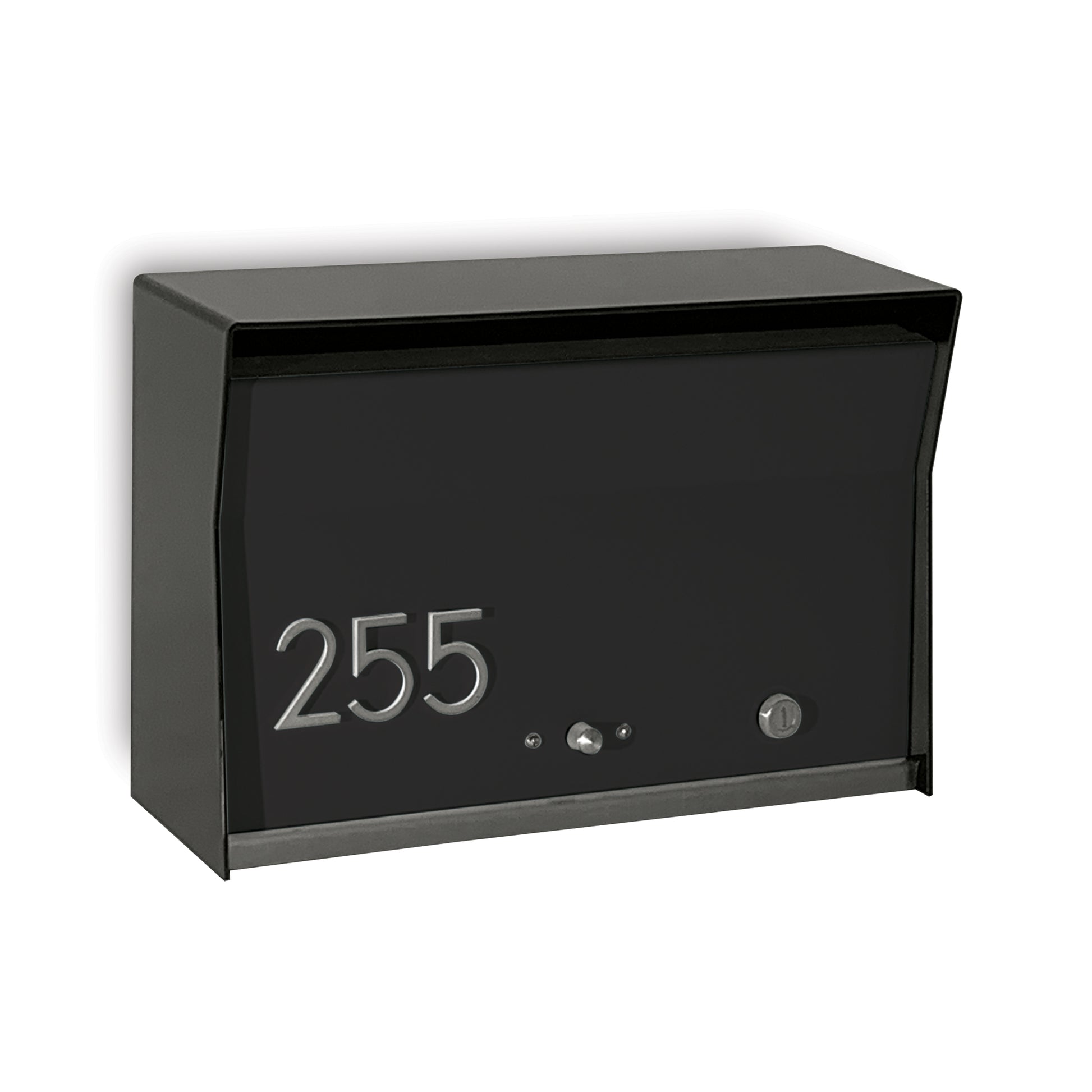 RetroBox Locking Wall Mount Mailbox in jet black and black