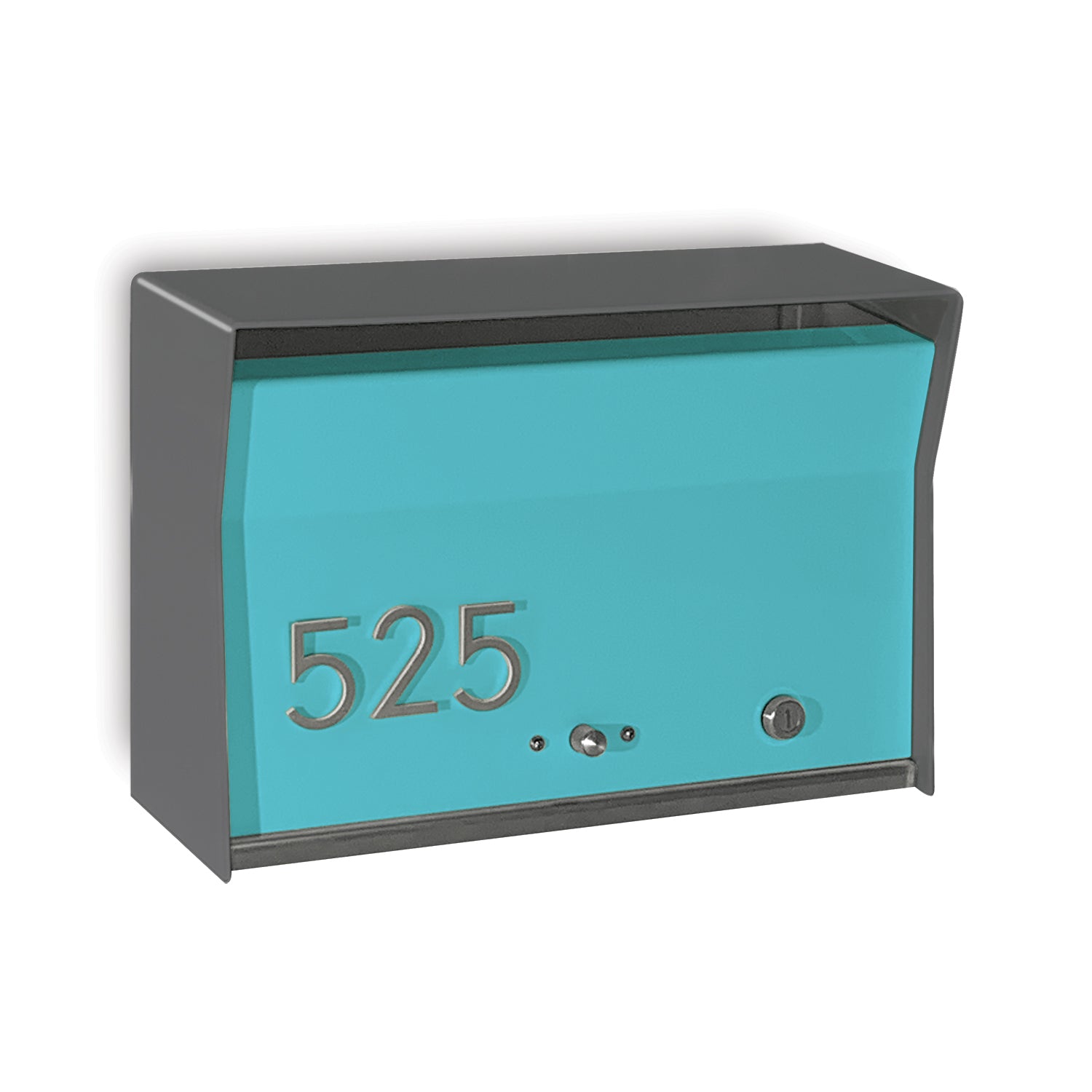 RetroBox Locking Wall Mount Mailbox in designer grey and sea foam
