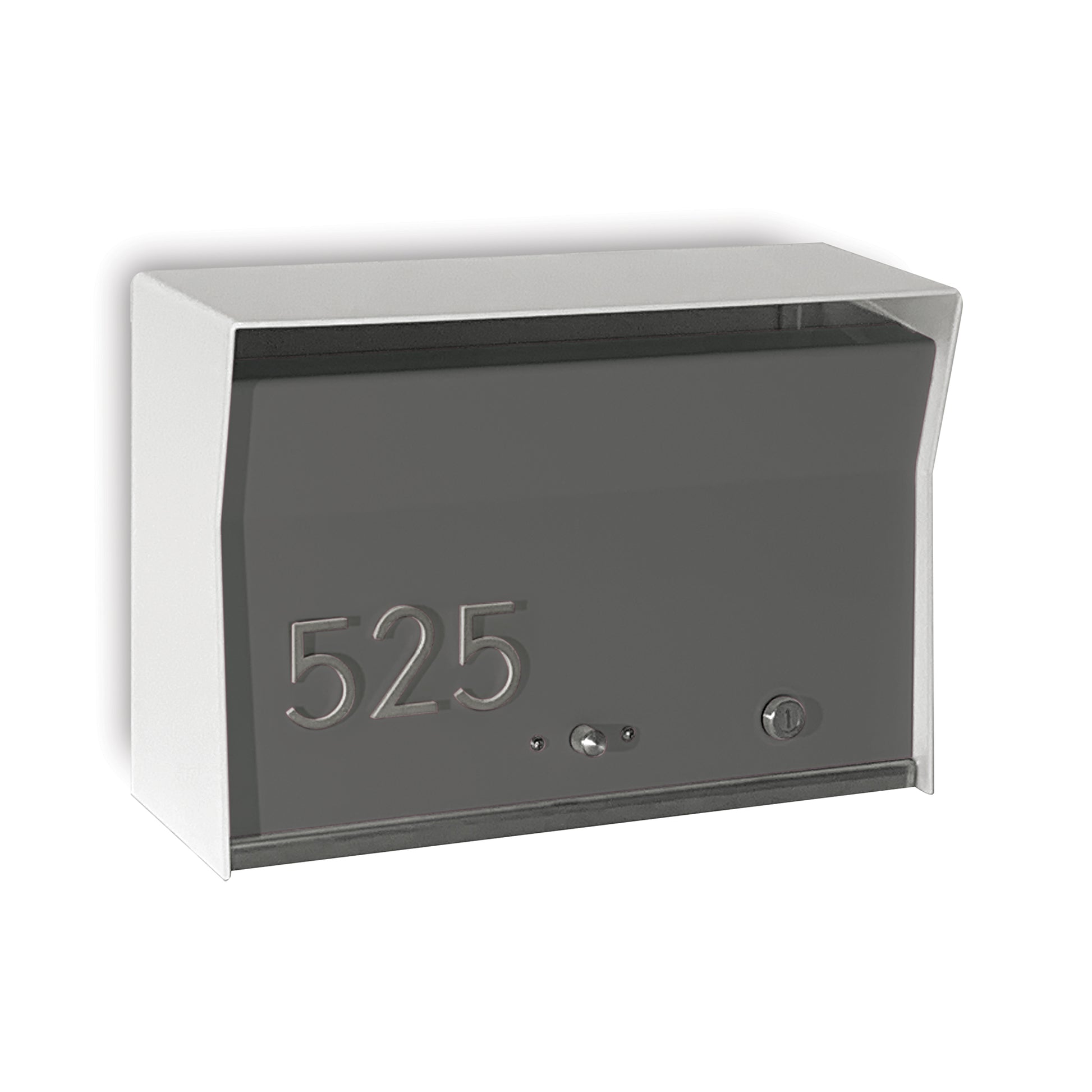 RetroBox Locking Wall Mount Mailbox in arctic white and designer gray