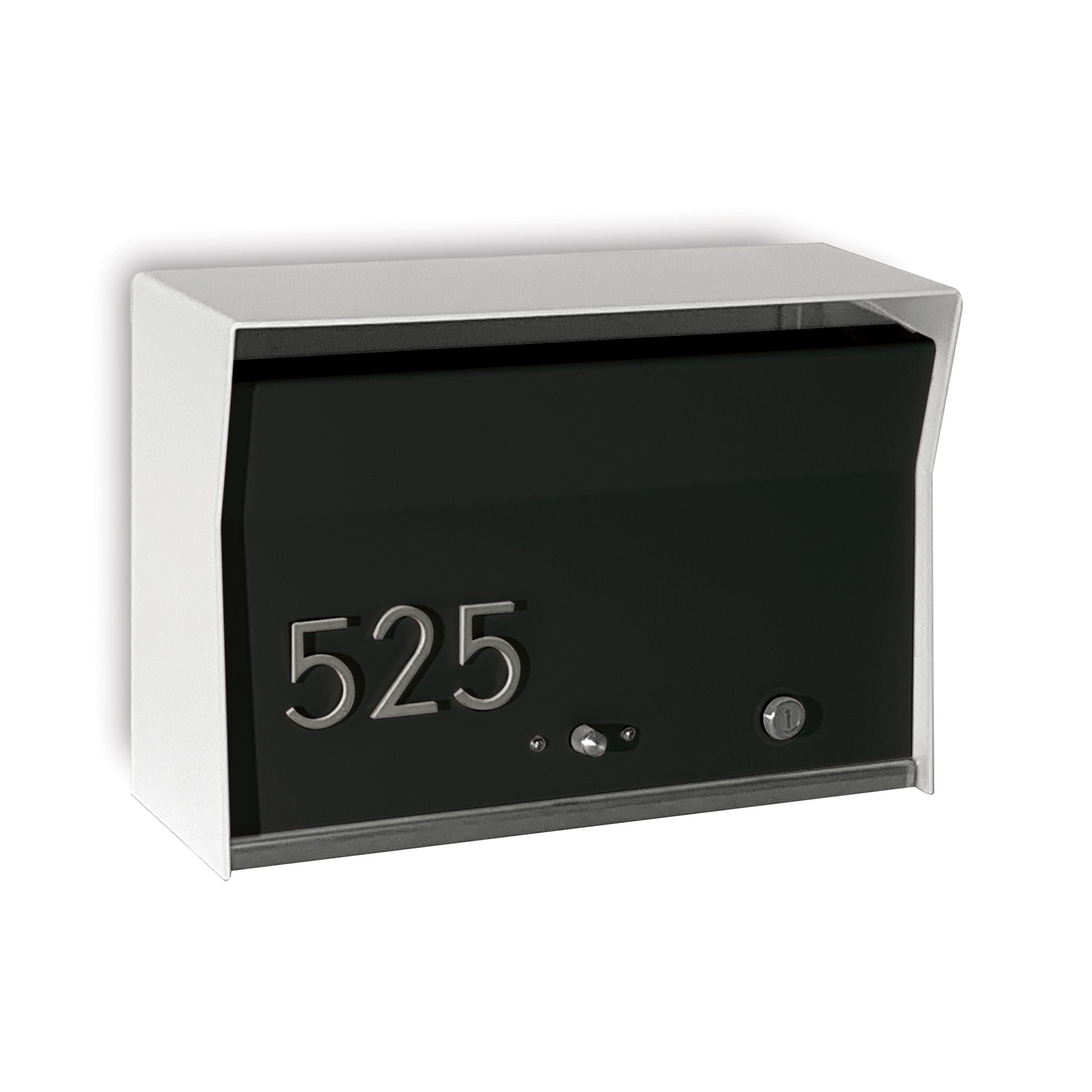 RetroBox Locking Wall Mount Mailbox in arctic white and jet black