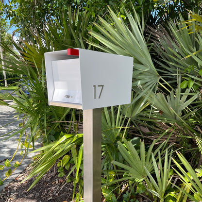 NEW!!!!       QUICK SHIP UptownBox in ARCTIC WHITE on WHITE - Modern Mailbox