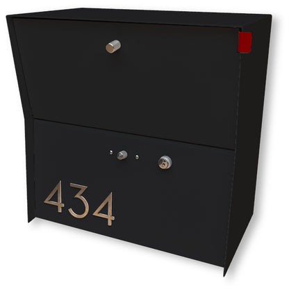 RetroBox Locking Small Package Wall Mounted Mailbox in Jet Black