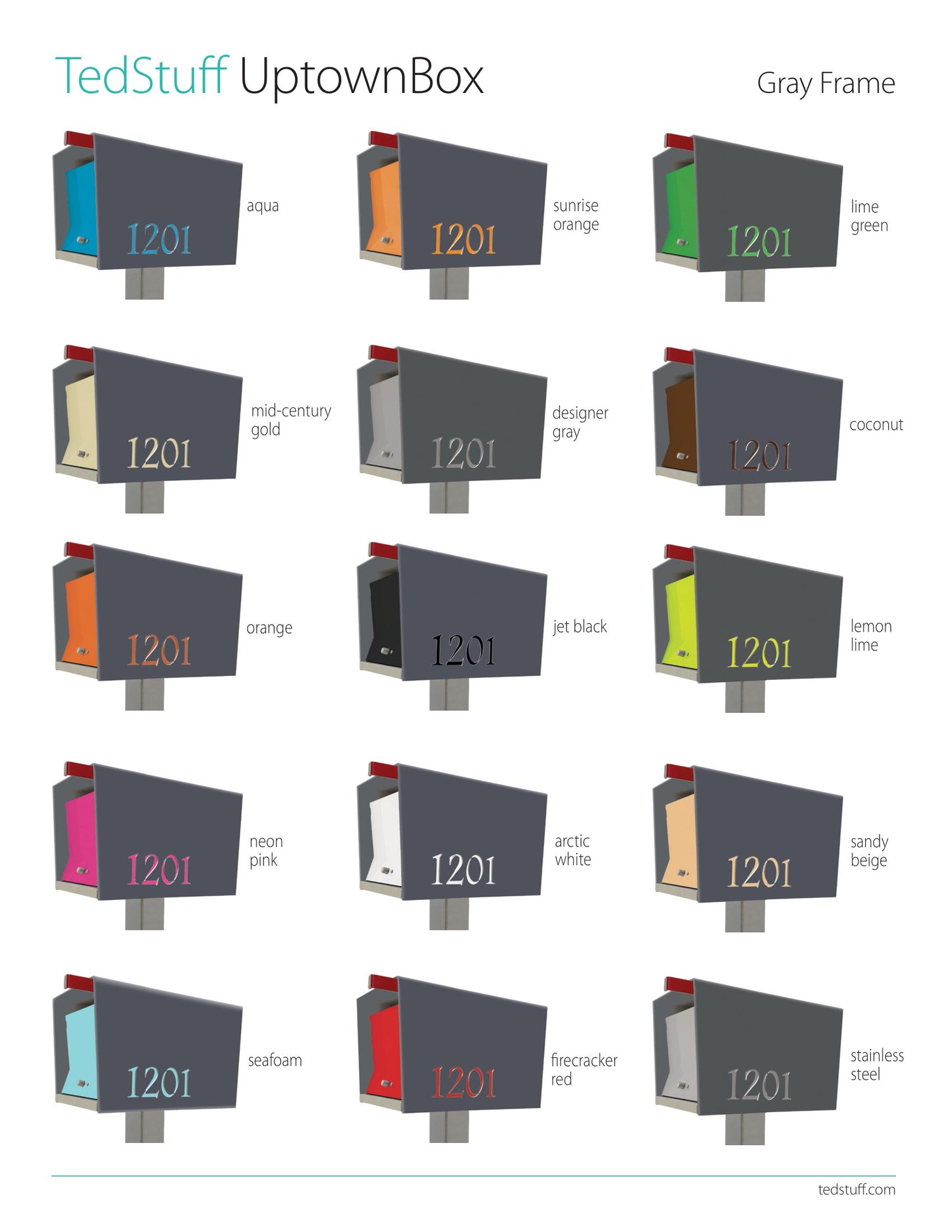 The Original UptownBox in DESIGNER GRAY - Modern Mailbox gray selection