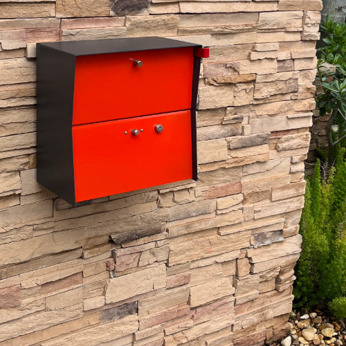 RetroBox Locking Small Package Wall Mounted Mailbox in Jet Black