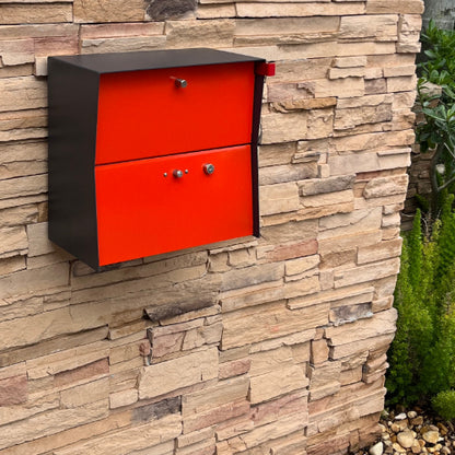 RetroBox Locking Small Package Wall Mounted Mailbox in Jet Black