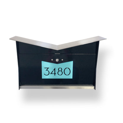 Wall Mount Mailbox | ButterFly Box in jet black and sea foam