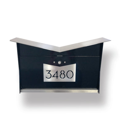 Wall Mount Mailbox | ButterFly Box in jet black and stainless steel