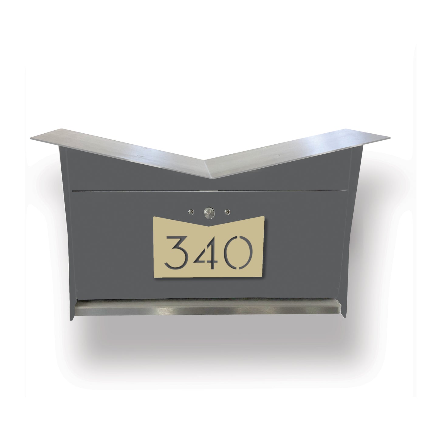 Wall Mount Mailbox | ButterFly Box in designer gray and mid-century gold