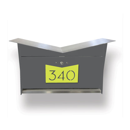 Wall Mount Mailbox | ButterFly Box in designer gray and lemon lime