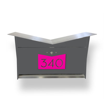 Wall Mount Mailbox | ButterFly Box in designer gray and neon pink