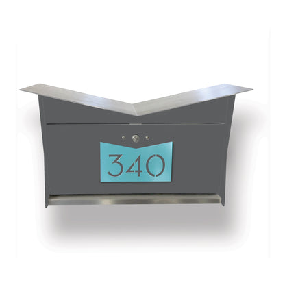 Wall Mount Mailbox | ButterFly Box in designer gray and sea foam