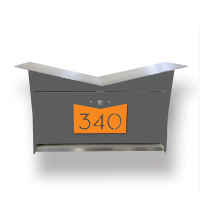 Wall Mount Mailbox | ButterFly Box in designer gray and orange