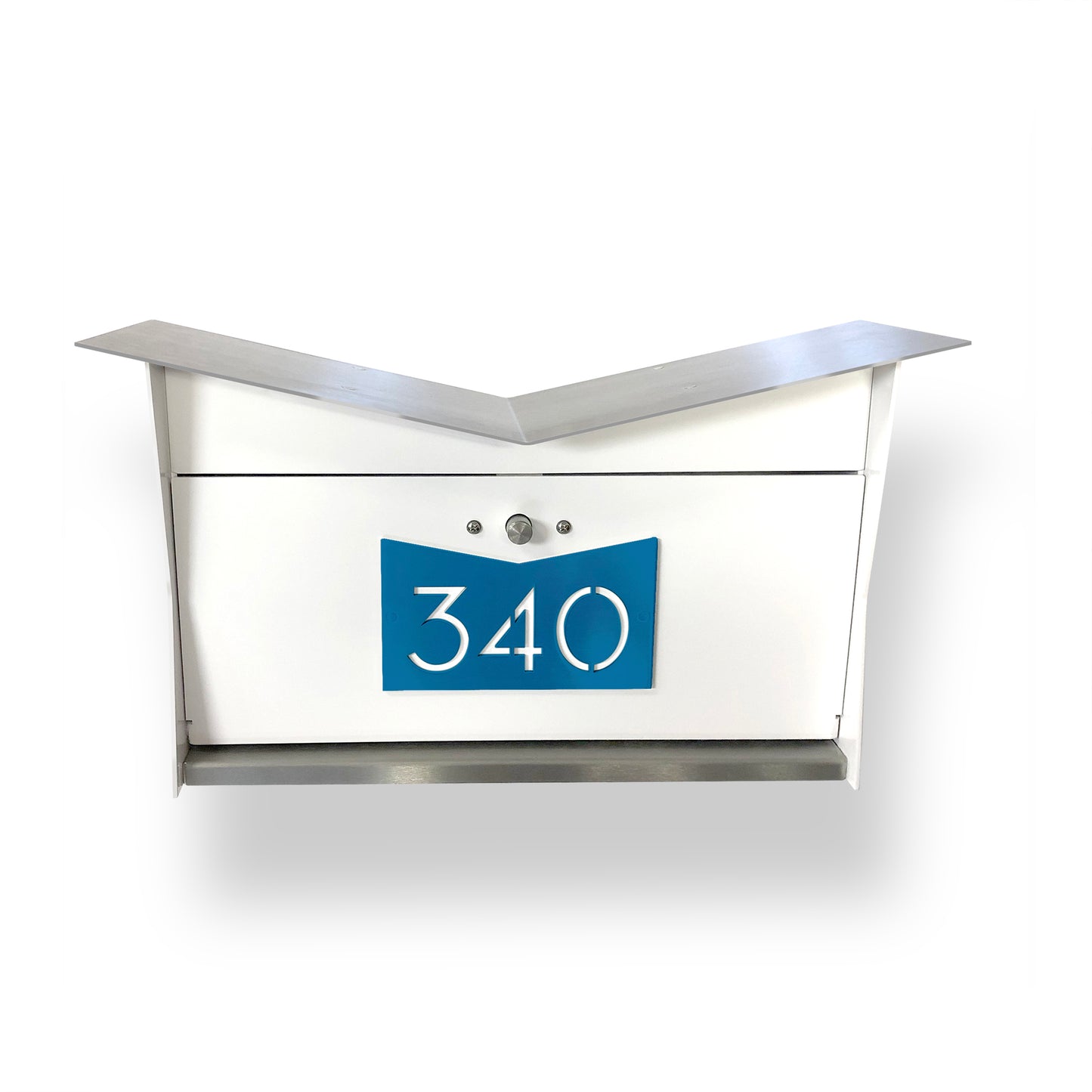 Wall Mount Mailbox | ButterFly Box in arctic white and aqua