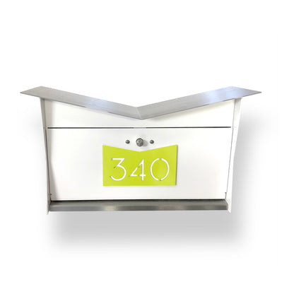 Wall Mount Mailbox | ButterFly Box in arctic white and lemon lime
