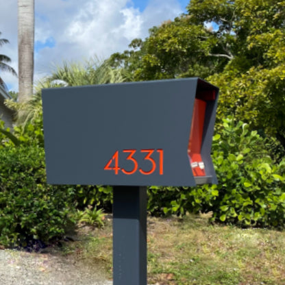 The Original Retrobox in DESIGNER GRAY - Modern Mailbox grey and red