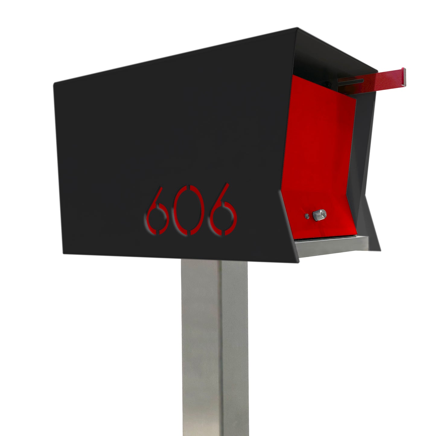 The Original Retrobox in JET BLACK - Modern Mailbox black red