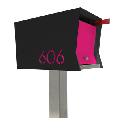 The Original Retrobox in JET BLACK - Modern Mailbox black pink