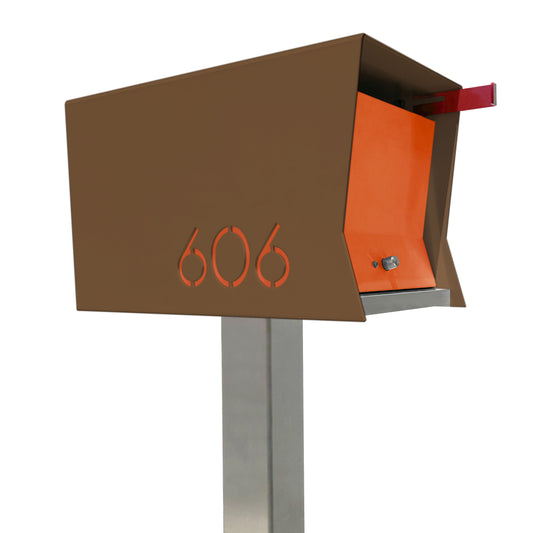 The Original Retrobox in COCONUT - Modern Mailbox brown and orange