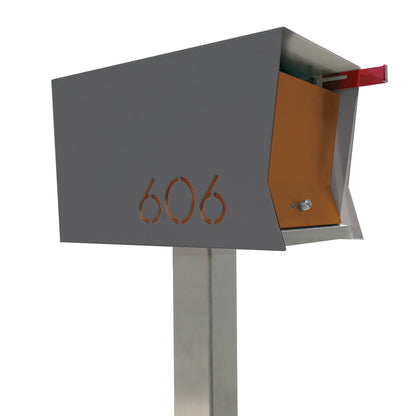 The Original Retrobox in DESIGNER GRAY - Modern Mailbox grey and brown