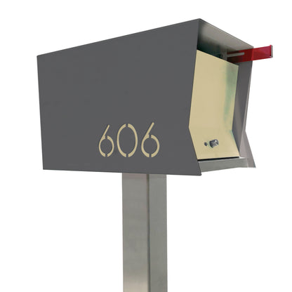 The Original Retrobox in DESIGNER GRAY - Modern Mailbox grey and light brown