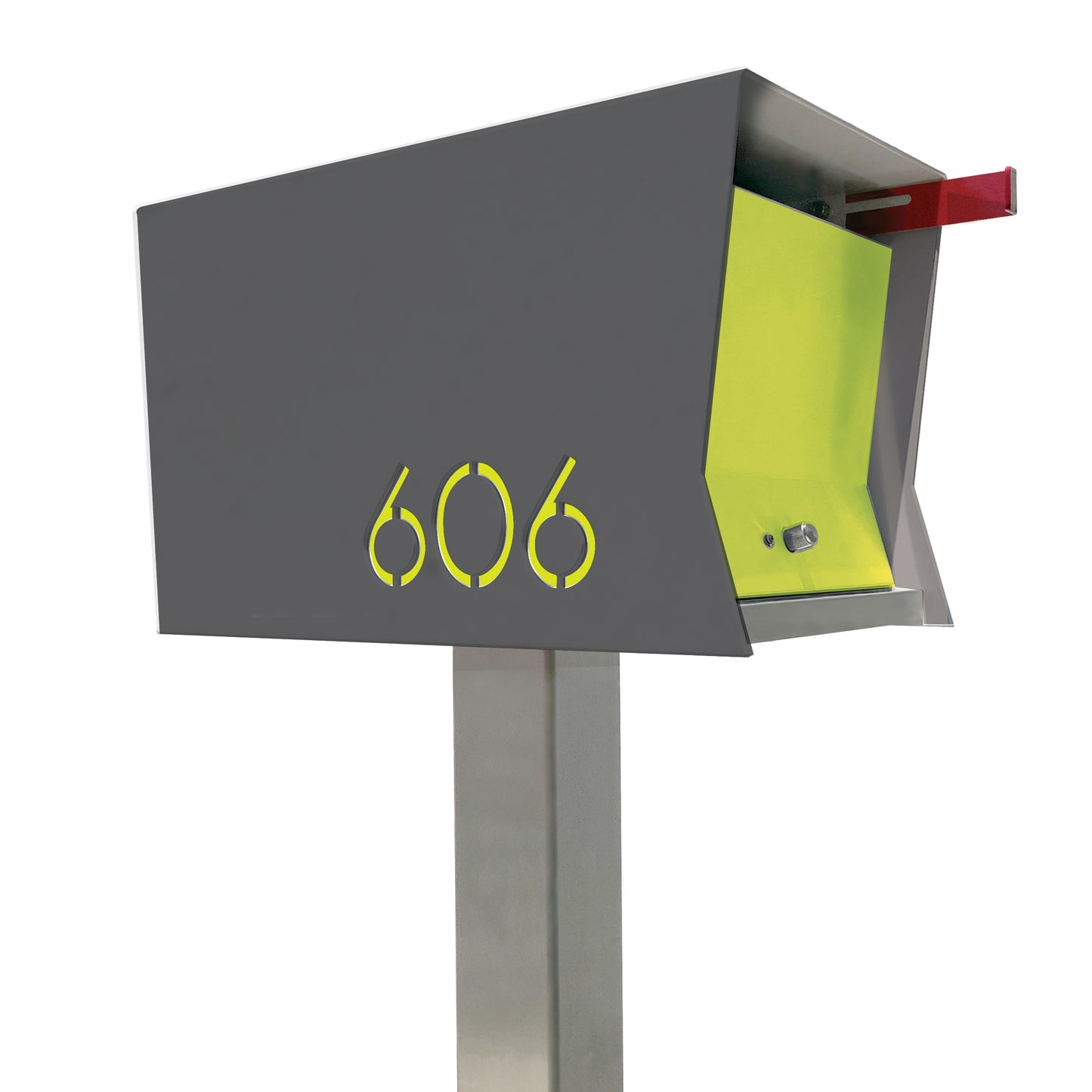 The Original Retrobox in DESIGNER GRAY - Modern Mailbox grey and green