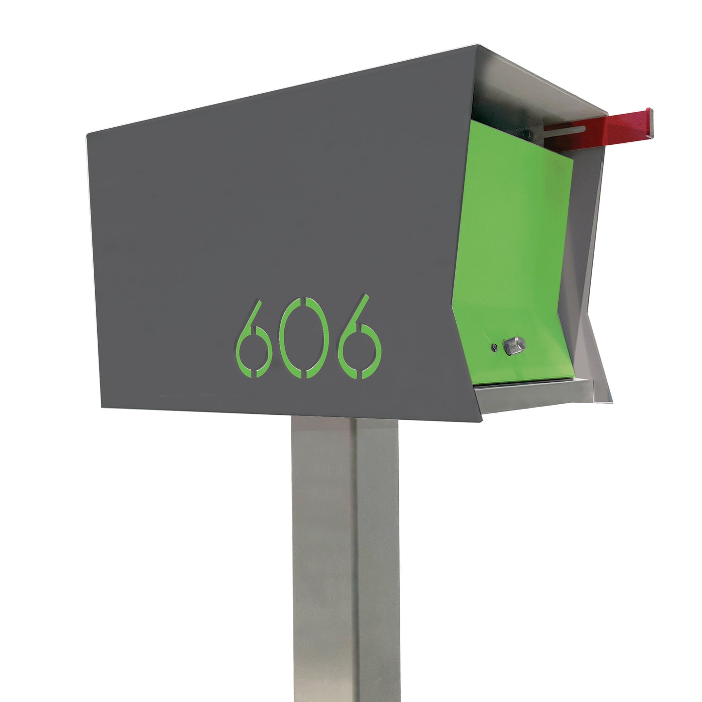 The Original Retrobox in DESIGNER GRAY - Modern Mailbox grey and green