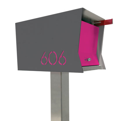 The Original Retrobox in DESIGNER GRAY - Modern Mailbox grey and pink