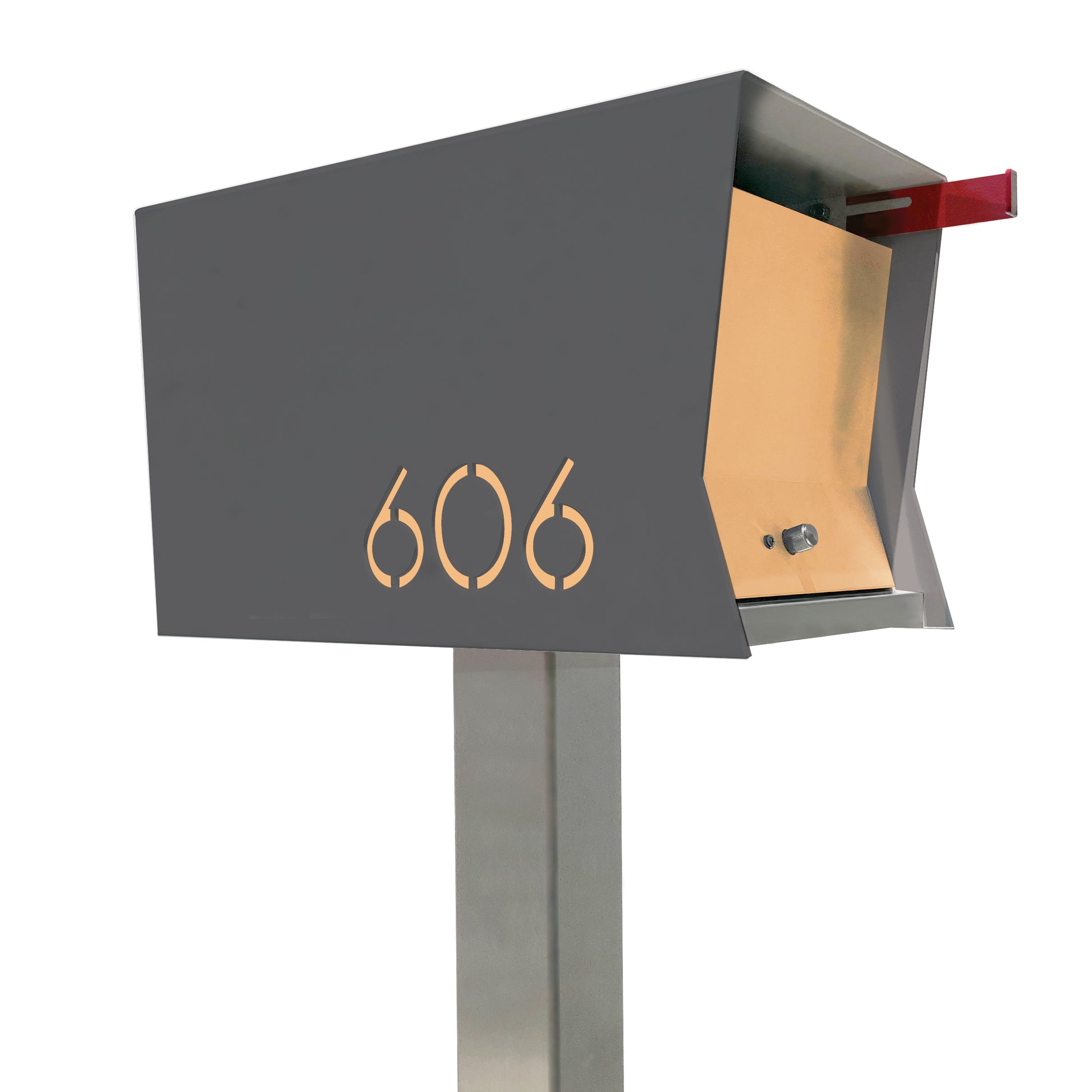The Original Retrobox in DESIGNER GRAY - Modern Mailbox grey and peach