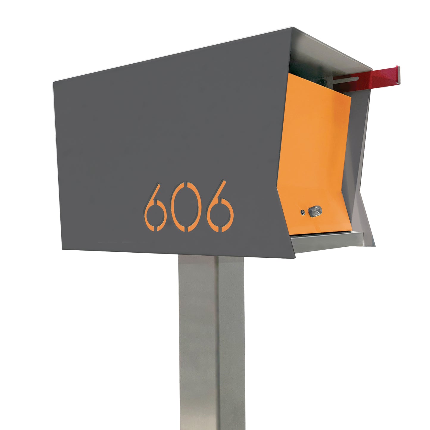 The Original Retrobox in DESIGNER GRAY - Modern Mailbox grey and orange
