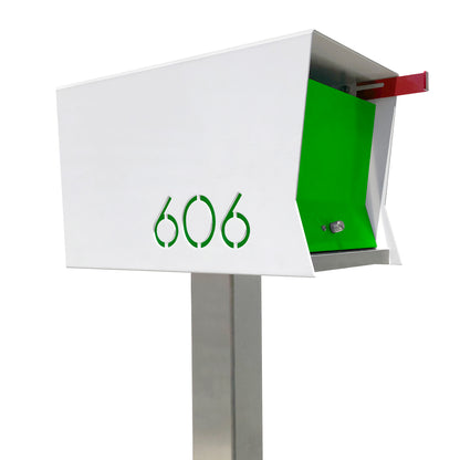 The Original Retrobox in ARCTIC WHITE - Modern Mailbox green and white