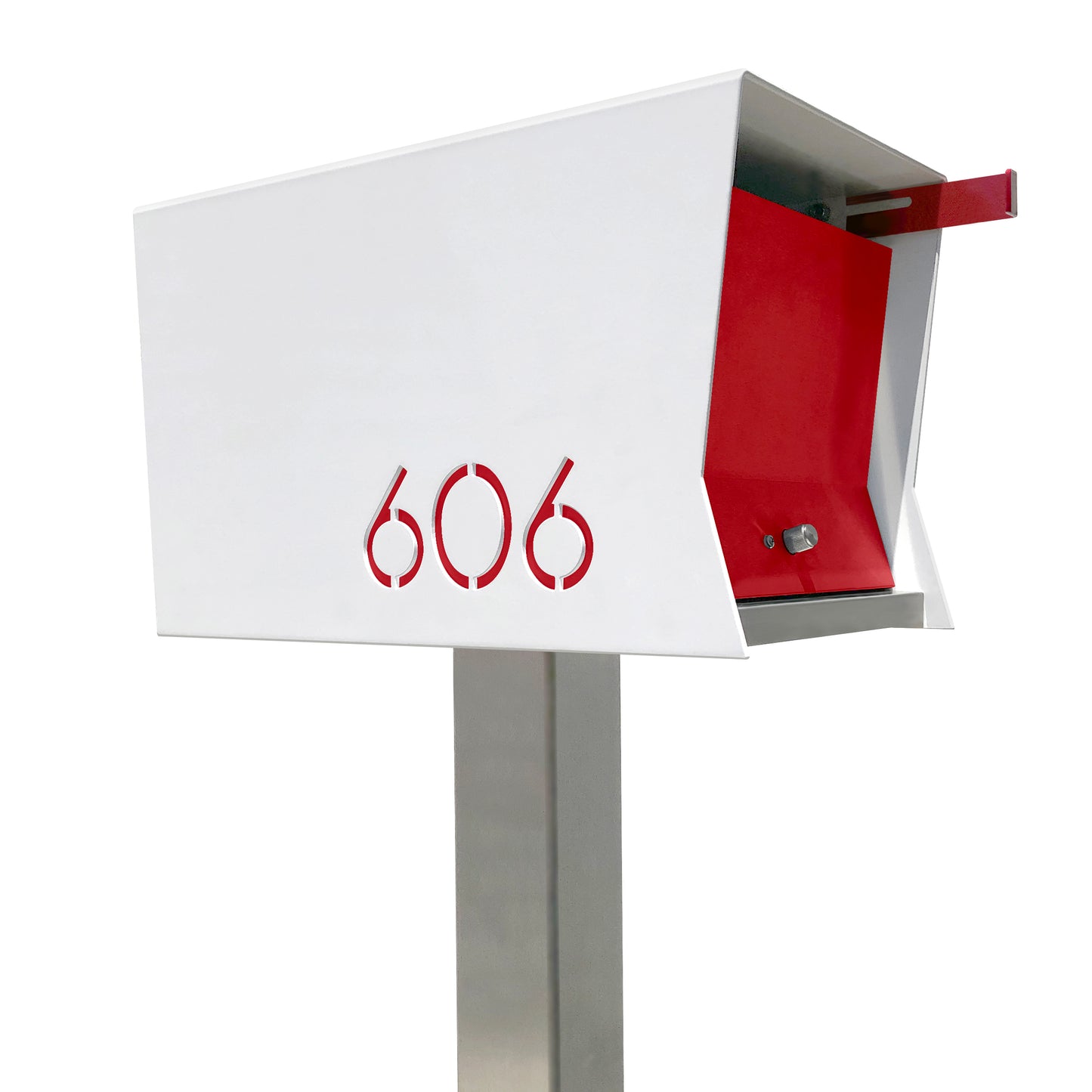 The Original Retrobox in ARCTIC WHITE - Modern Mailbox red and white