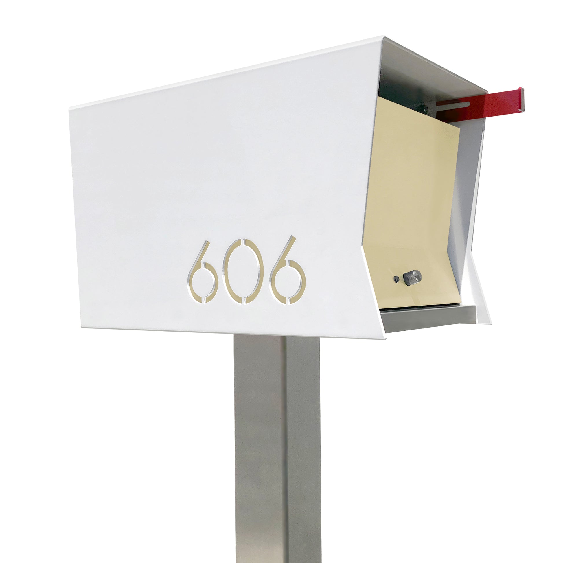 The Original Retrobox in ARCTIC WHITE - Modern Mailbox light brown and white