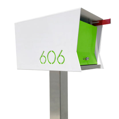 The Original Retrobox in ARCTIC WHITE - Modern Mailbox modern mailbox limegreen and white