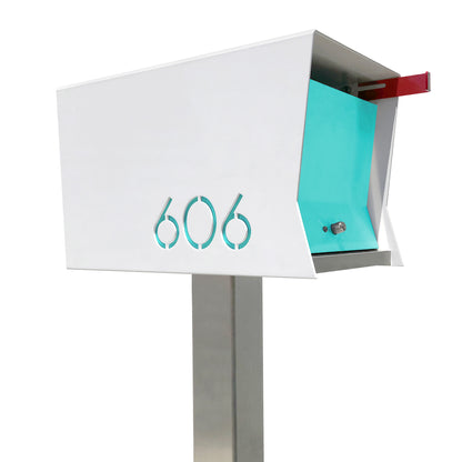 The Original Retrobox in ARCTIC WHITE - Modern Mailbox cyan and white
