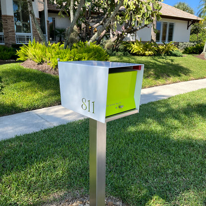 The Original UptownBox in ARCTIC WHITE - Modern Mailbox white lime