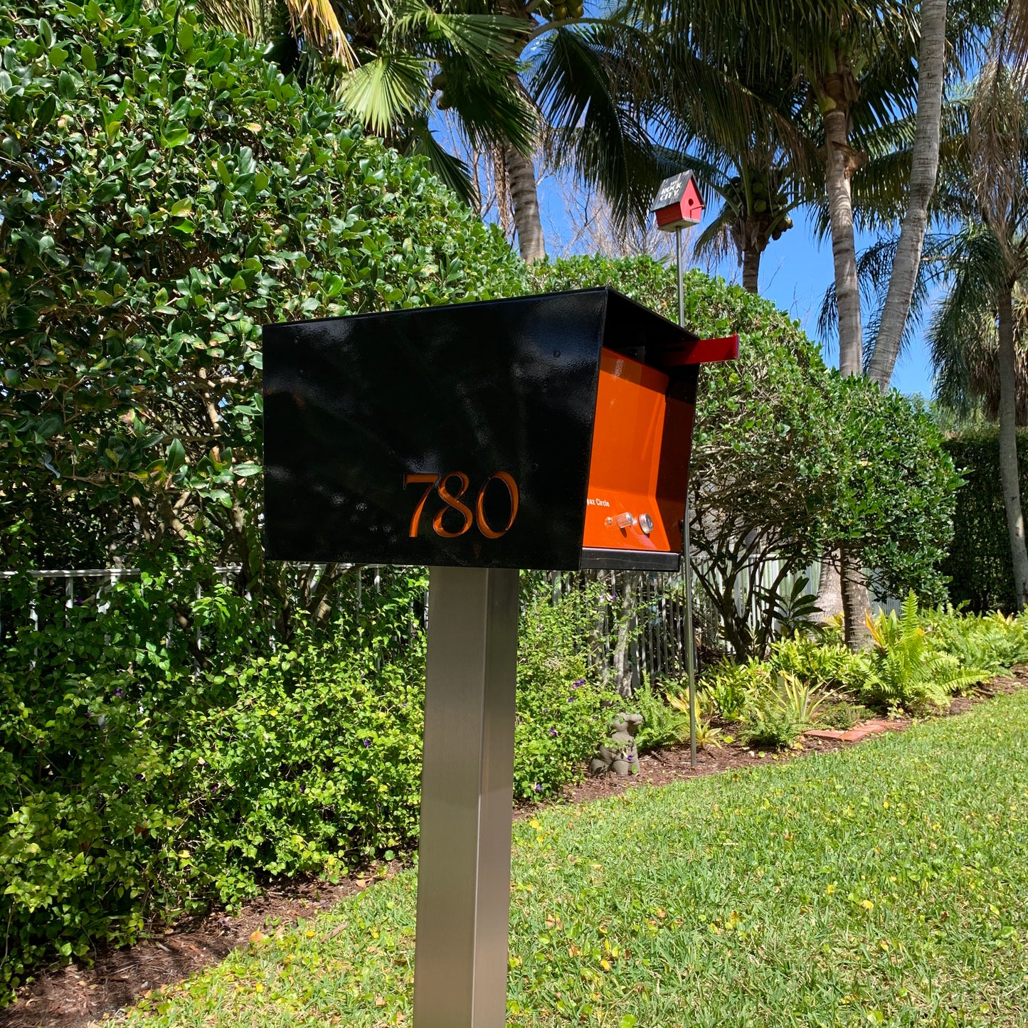 The Original UptownBox in JET BLACK - Modern Mailbox black orange