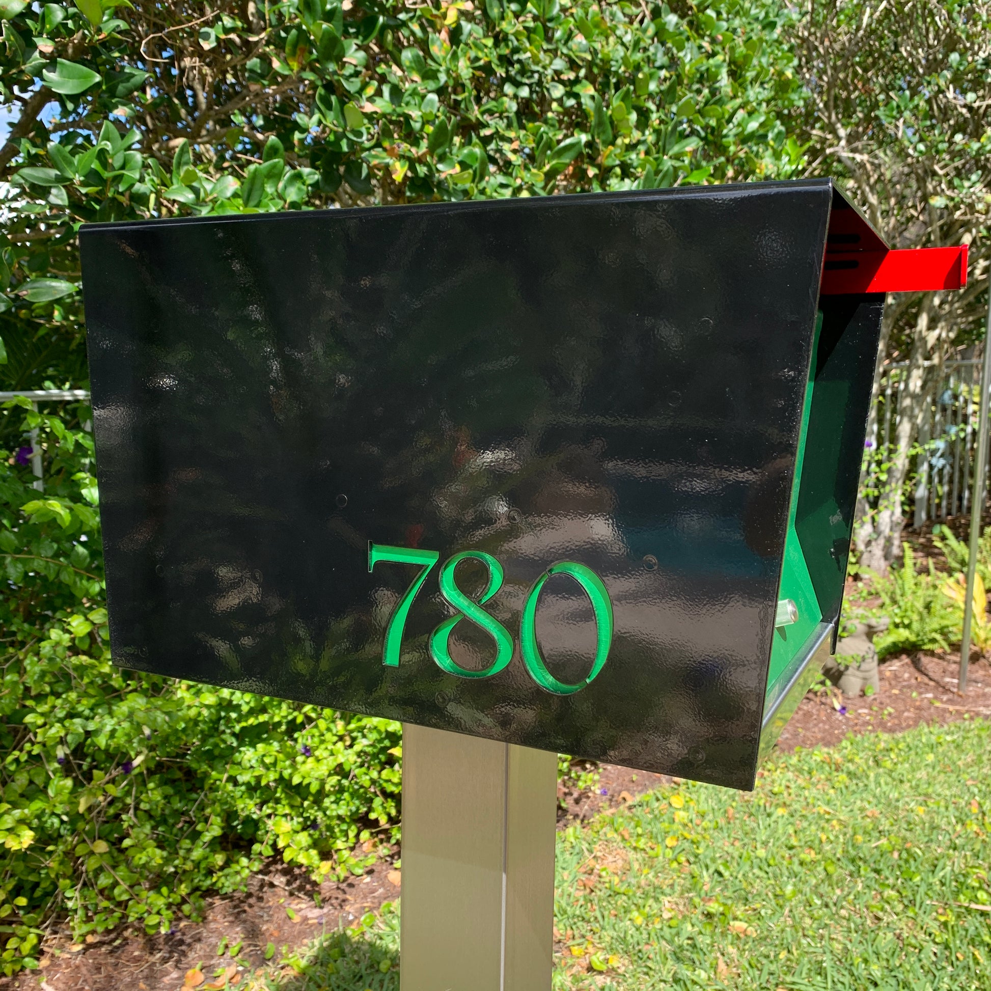 The Original UptownBox in JET BLACK - Modern Mailbox black green